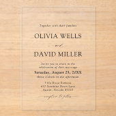 アーチモダンブラック&ホワイトミニマル結婚リスト アクリル招待状 (正面)