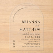 アーチモダンブラック&ホワイトミニマル結婚リスト アクリル招待状 (正面)