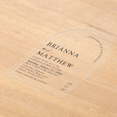 アーチモダンブラック&ホワイトミニマル結婚リスト アクリル招待状 (レイダウン)