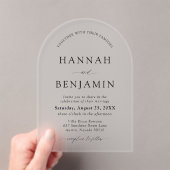 アーチモダンブラック&ホワイトミニマル結婚リスト アクリル招待状 (インサイチュ (ポータブル))