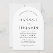 アーチモダンブラック&ホワイトミニマル結婚リスト 招待状 (正面)