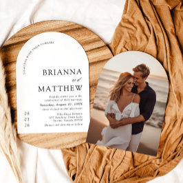 アーチモダンブラック&ホワイトミニマル結婚リスト 招待状