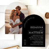 アーチモダンブラック&ホワイトミニマル結婚リスト 招待状