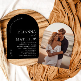 アーチモダンブラック&ホワイトミニマル結婚リスト 招待状