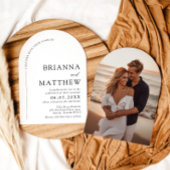 アーチモダンブラック&ホワイトミニマル結婚リスト 招待状