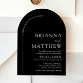 アーチモダンブラック&ホワイトミニマル結婚リスト 招待状