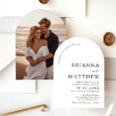 アーチモダンブラック&ホワイトミニマル結婚リスト 招待状