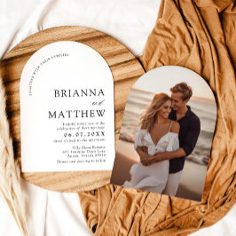 アーチモダンブラック&ホワイトミニマル結婚リスト 招待状