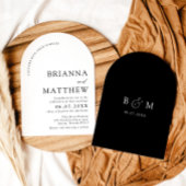 アーチモダンブラック&ホワイトミニマル結婚リスト 招待状