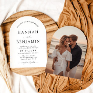 アーチモダンブラック&ホワイトミニマル結婚リスト 招待状