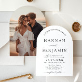 アーチモダンブラック&ホワイトミニマル結婚リスト 招待状