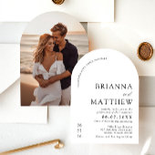 アーチモダンブラック&ホワイトミニマル結婚リスト 招待状