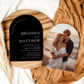 アーチモダンブラック&ホワイトミニマル結婚リスト 招待状