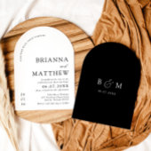 アーチモダンブラック&ホワイトミニマル結婚リスト 招待状