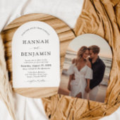 アーチモダンブラック&ホワイトミニマル結婚リスト 招待状