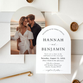 アーチモダンブラック&ホワイトミニマル結婚リスト 招待状