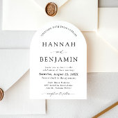 アーチモダンブラック&ホワイトミニマル結婚リスト 招待状