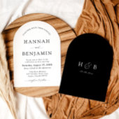 アーチモダンブラック&ホワイトミニマル結婚リスト 招待状