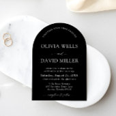 アーチモダンブラック&ホワイトミニマル結婚リスト 招待状