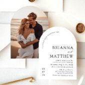 アーチモダンブラック&ホワイトミニマル結婚リスト 招待状