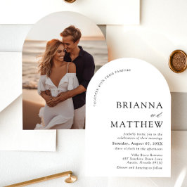 アーチモダンブラック&ホワイトミニマル結婚リスト 招待状