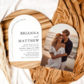 アーチモダンブラック&ホワイトミニマル結婚リスト 招待状