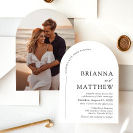 アーチモダンブラック&ホワイトミニマル結婚リスト 招待状