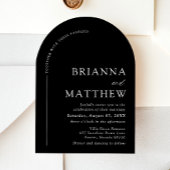 アーチモダンブラック&ホワイトミニマル結婚リスト 招待状