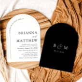 アーチモダンブラック&ホワイトミニマル結婚リスト 招待状