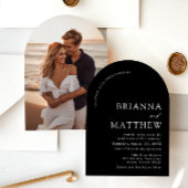 アーチモダンブラック&ホワイトミニマル結婚リスト 招待状