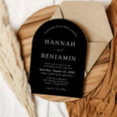 アーチモダンブラック&ホワイトミニマル結婚リスト 招待状