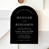 アーチモダンブラック&ホワイトミニマル結婚リスト 招待状