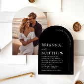 アーチモダンブラック&ホワイトミニマル結婚リスト 招待状