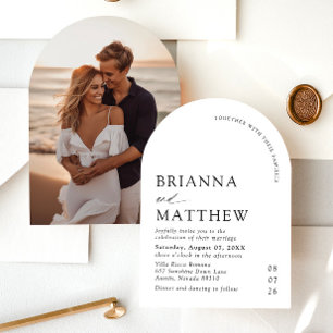 アーチモダンブラック&ホワイトミニマル結婚リスト 招待状