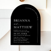 アーチモダンブラック&ホワイトミニマル結婚リスト 招待状