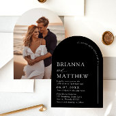 アーチモダンブラック&ホワイトミニマル結婚リスト 招待状