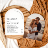 アーチモダンブラック&ホワイトミニマル結婚リスト 招待状