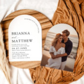 アーチモダンブラック&ホワイトミニマル結婚リスト 招待状