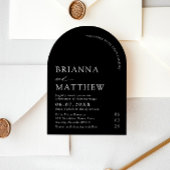 アーチモダンブラック&ホワイトミニマル結婚リスト 招待状