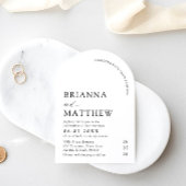 アーチモダンブラック&ホワイトミニマル結婚リスト 招待状