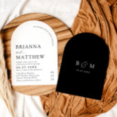 アーチモダンブラック&ホワイトミニマル結婚リスト 招待状