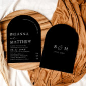 アーチモダンブラック&ホワイトミニマル結婚リスト 招待状