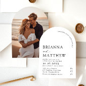 アーチモダンブラック&ホワイトミニマル結婚リスト 招待状