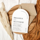 アーチモダンブラック&ホワイトミニマル結婚リスト 招待状