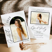 アーチモダンブラック&ホワイト卒業パーティー 招待状