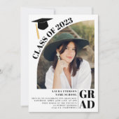 アーチモダンホワイト5枚の写真卒業 招待状 (正面)