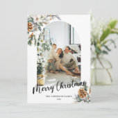 アーチモダンボタニカルグリーン&フォトクリスマス シーズンカード (スタンド正面)