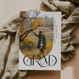 アーチモダンミニマル写真卒業パーティー 招待状