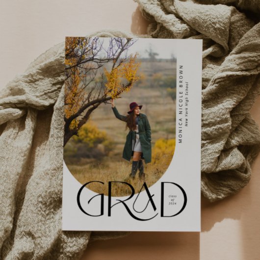 アーチモダンミニマル写真卒業パーティー 招待状