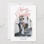 アーチモダンメリークリスマスグリーティング写真ホリデー シーズンカード (正面)
